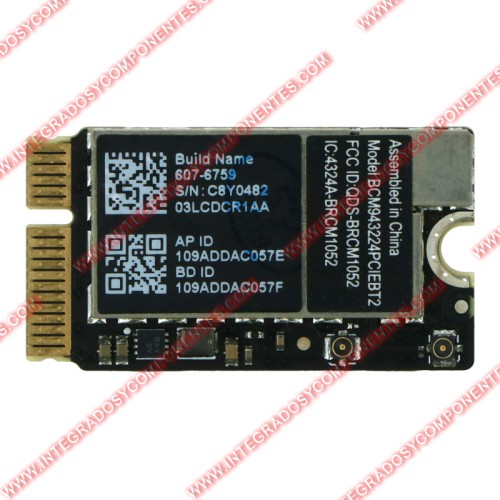 Tarjeta De Red Inalámbrica/Bluetooth Bcm943224 Para Macbook Air 11,6&Quot; A1370/Macbook Air 13,3&Quot; A1466/Macbook Air 11,6&Quot; A1465/Macbook Air 13,3&Quot; A1369 2010-2011 Calidad Premium