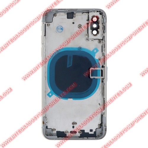 Tapa+Marco Iphone Xs Calidad Premium Plata